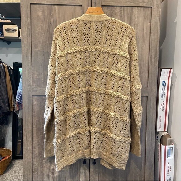 Knox Rose Camel Fringe Open Front Long Cardigan XXL - Picture 2 of 10